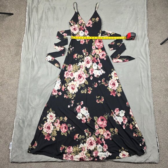 Windsor Black Pink Floral Maxi Dress S make an offer - Picture 2 of 9